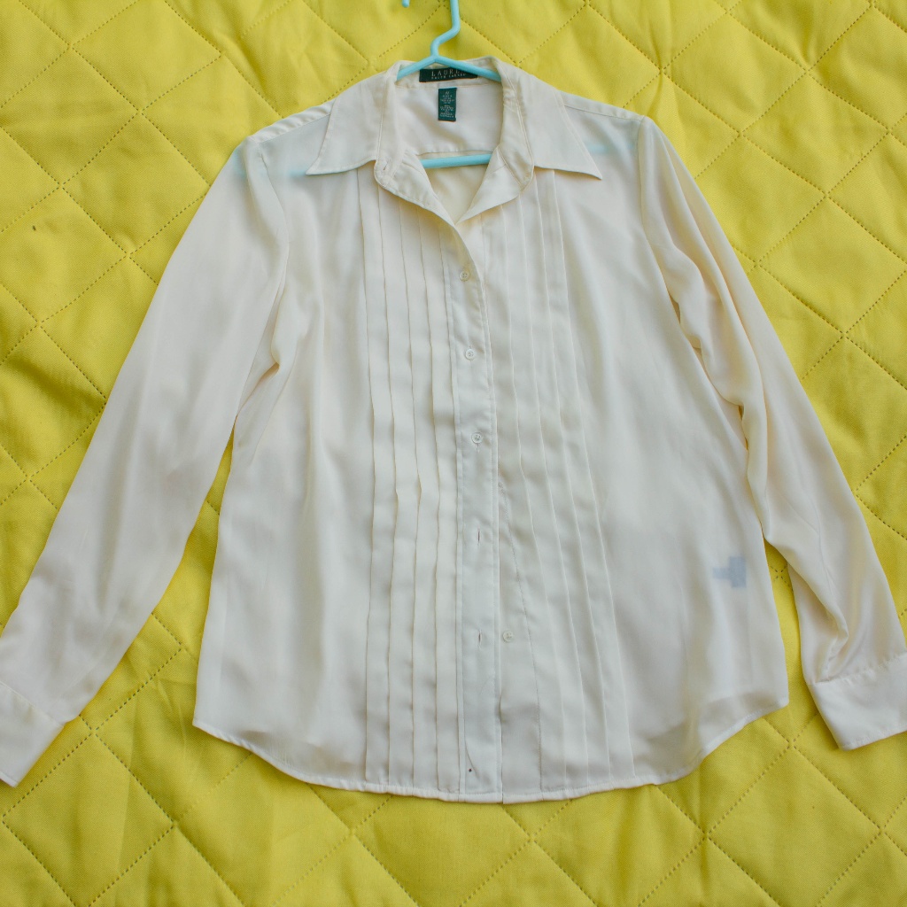 Nwot Pleated Cream Button Down